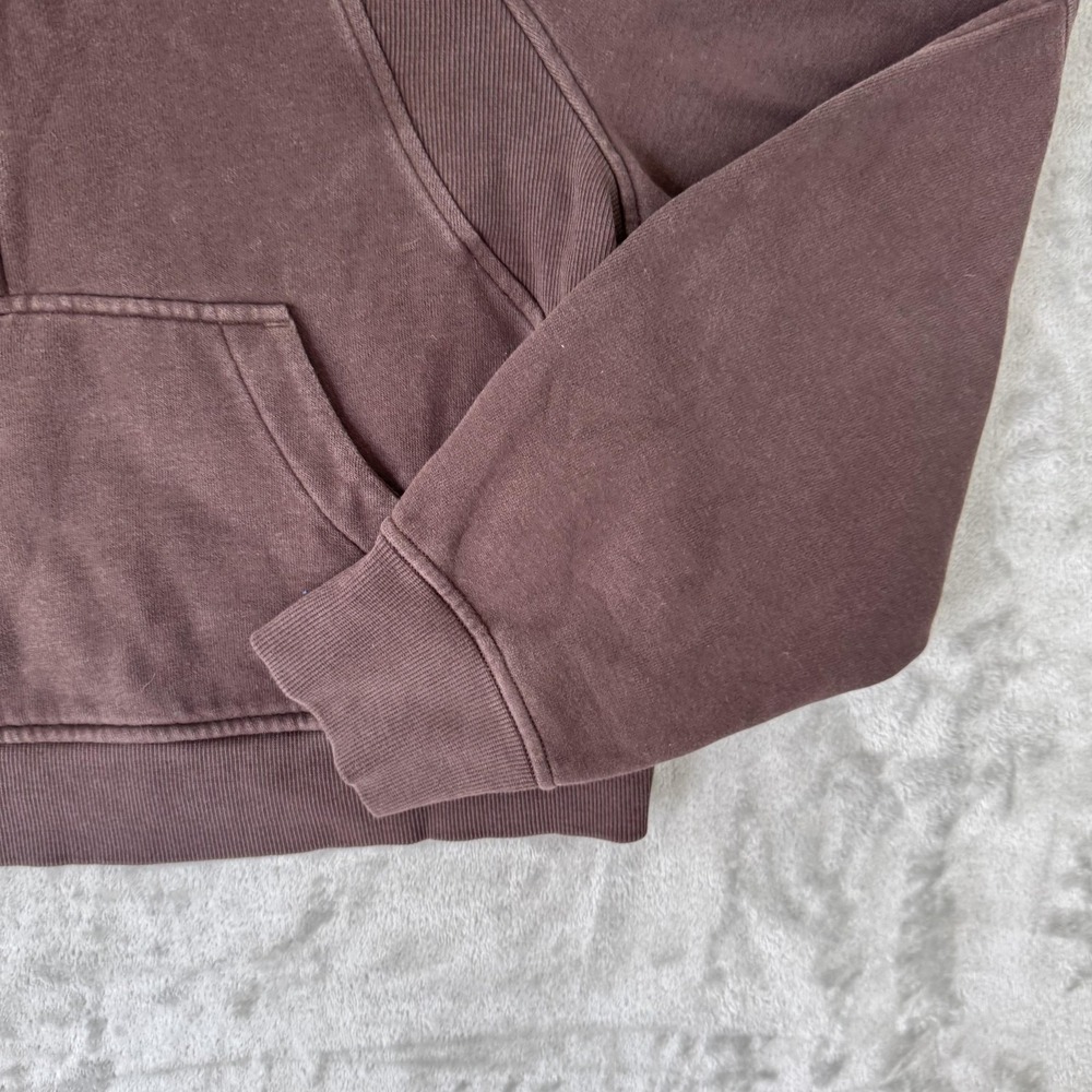 Lululemon Scuba Hoodie Womens Small Brown 1/2 Zip Cropped Kangaroo Pocket - Picture 4 of 16